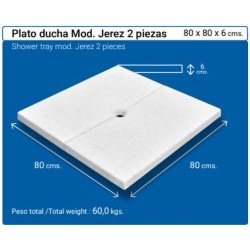 Plato de Ducha Jerez Blanco 80x80x6 (2 Piezas)