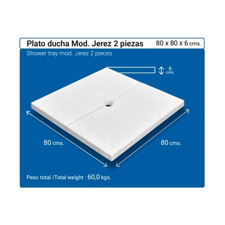 Plato de Ducha Jerez Gris 80x80x6 (2 piezas)