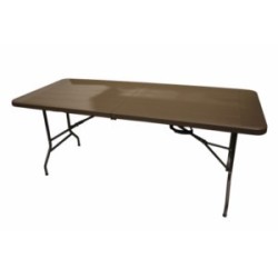 MESA JARD 180X76X74CM PLEG MARR RESINA-ACERO NATUUR