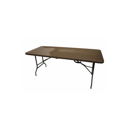 MESA JARD 180X76X74CM PLEG MARR RESINA-ACERO NATUUR